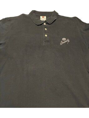 Vintage Bacardi Rum Polo Shirt Mens L Black Jacaray Embroidered Bat Logo Cotton